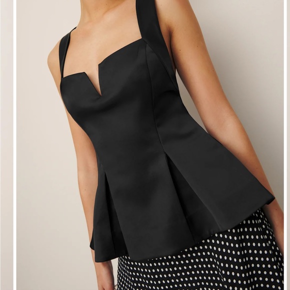 Reformation Rayne Satin Top Black - Size 4 - Picture 2 of 9